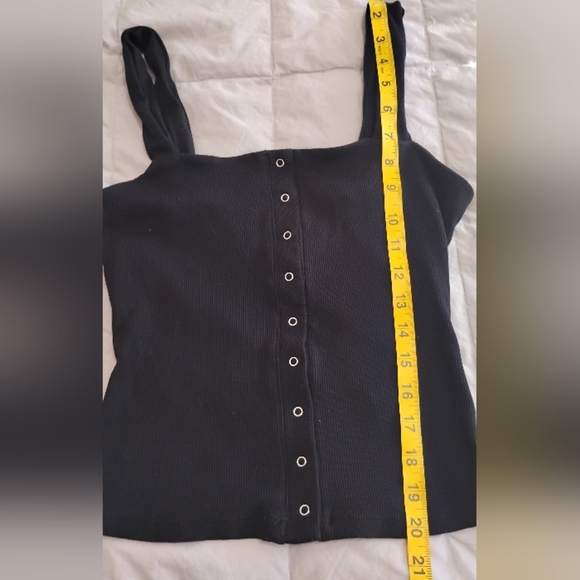 Dynamite | Black Ribbed Sleeveless 1/2 Button Tank Top | Size Small - Picture 3 of 8